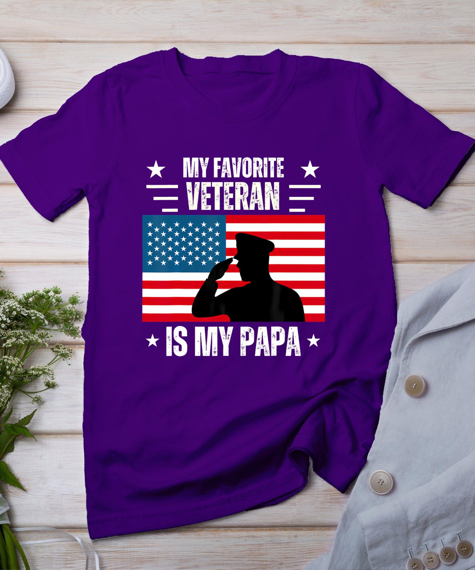 Veterans Day Military My Favorite Veteran Is My Papa Kids T-Shirt