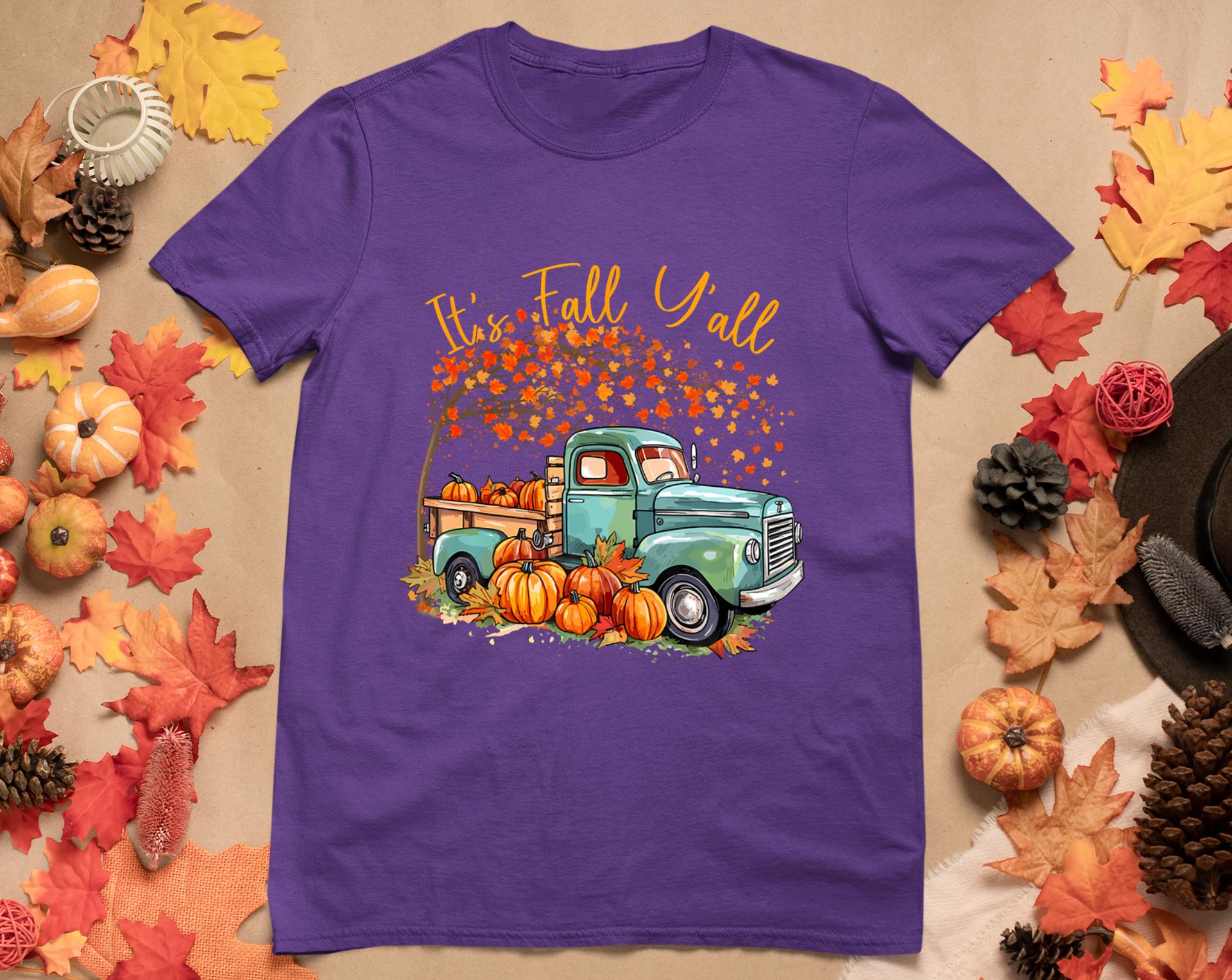 It's Fall Y'All Pumpkin Truck Autumn Tree Fall Thanksgiving T-Shirt