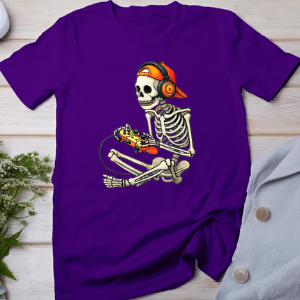 Halloween Skeleton Gamer Video Gaming Boys Men Kids Tees T-Shirt