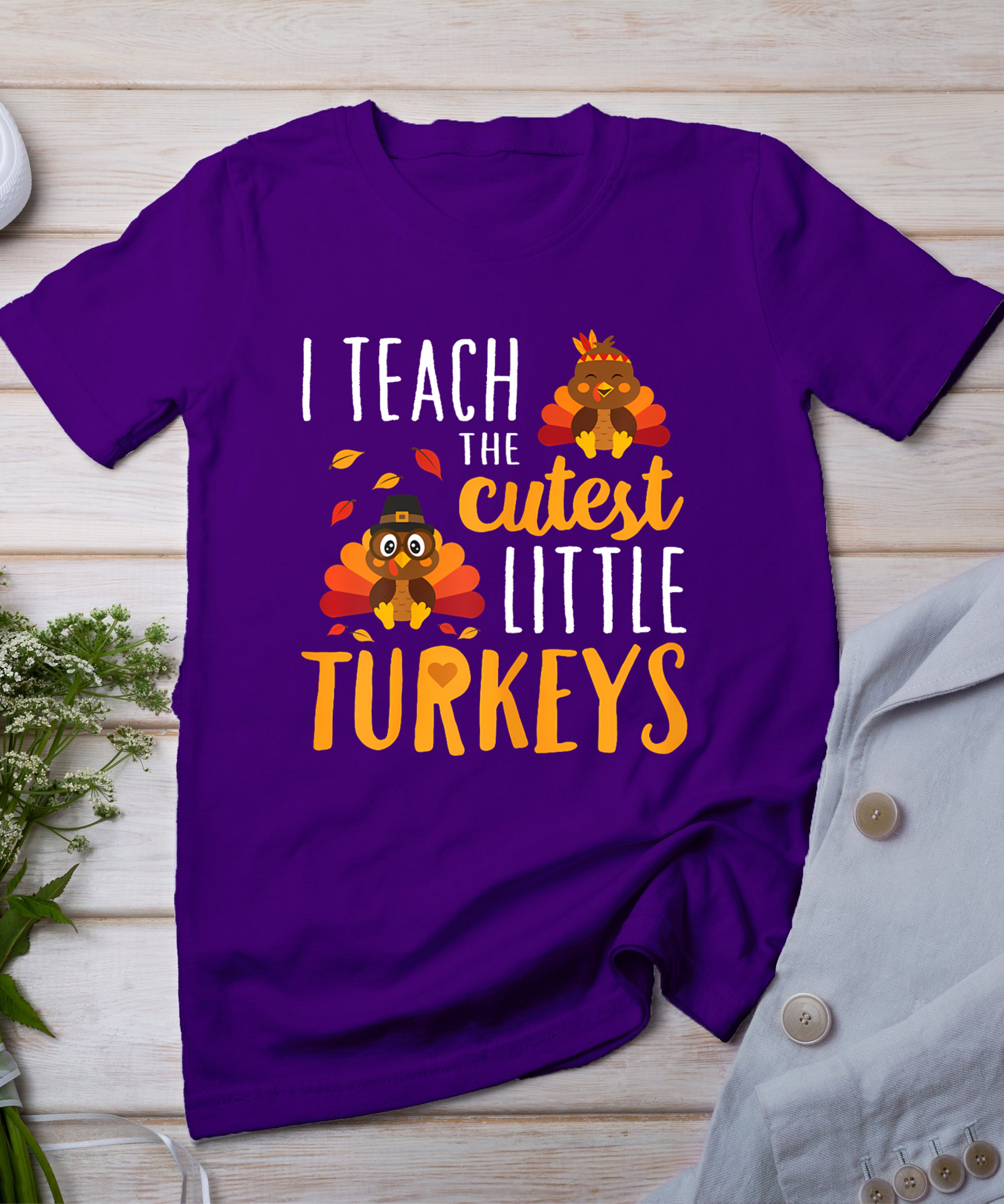 I Teach The Cutest Little Turkeys T Shirt School Thankful T-Shirt