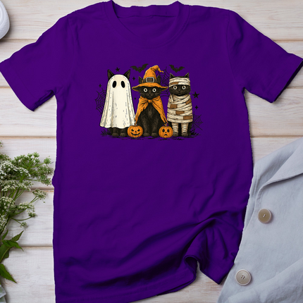 Retro Black Cat Witch Scary Halloween Pumpkin Women Men Kids T-Shirt