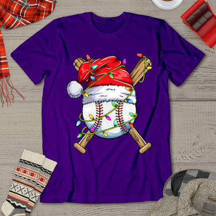 Santa Sports Design For Men Boys Christmas Baseball Player T-Shirt