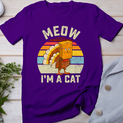 Thanksgiving Funny Turkey Fake Cat Retro Women Men Kids T-Shirt