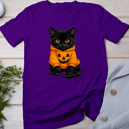Cute Black Cat In Pumpkin Halloween T-Shirt