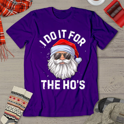 I Do It For The Ho's Funny Inappropriate Christmas Men Santa T-Shirt