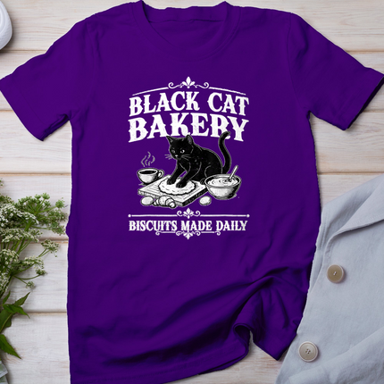 Black Cat Bakery Biscuits Made Daily Cat Lover Graphic T-Shirt