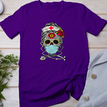 Sugar Skull Nurse Halloween RN Mexican Los Muertos RN T-Shirt