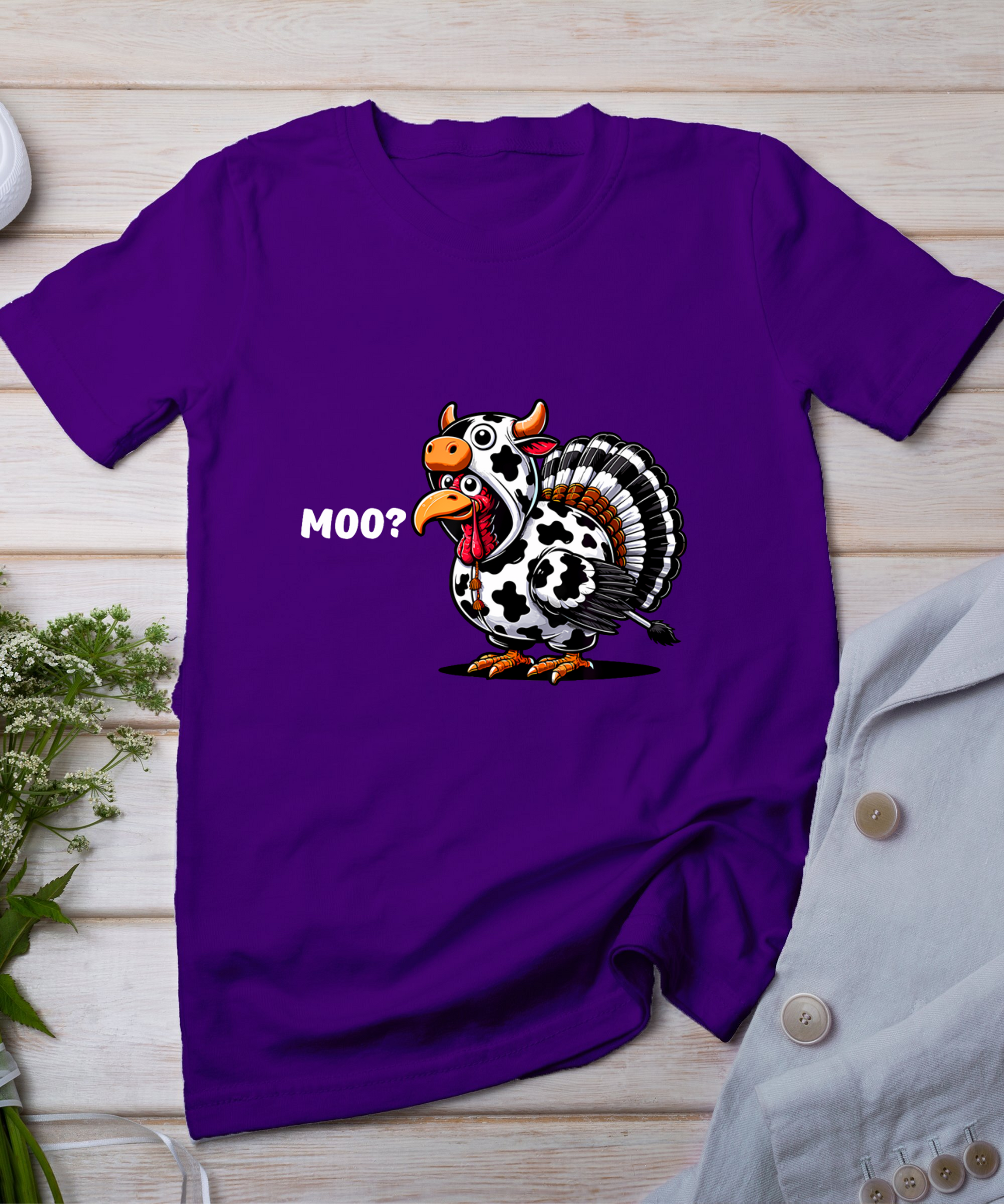 Turkey Moo Funny Thanksgiving T-Shirt