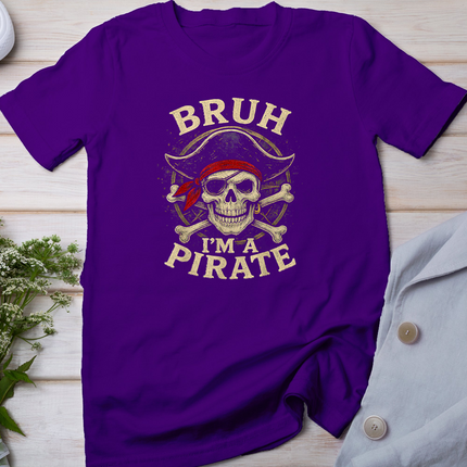 Bruh I'm a Pirate Lazy Pirate Skull Costume Halloween T-Shirt