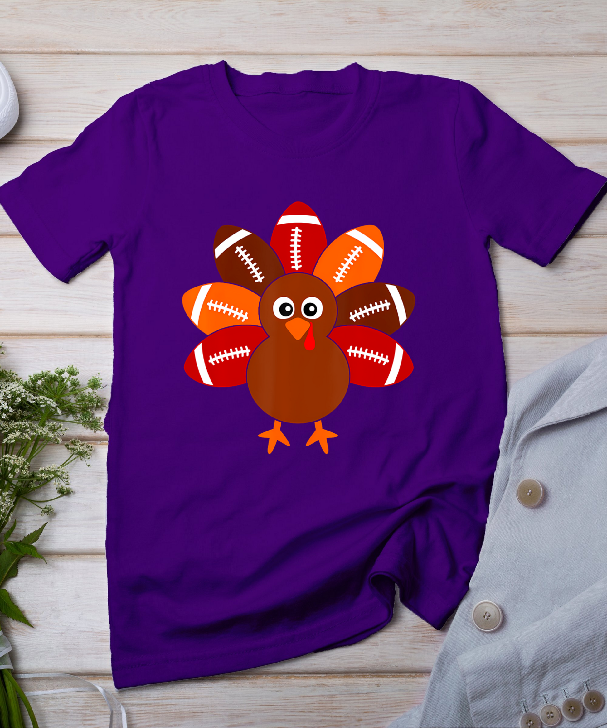 Football Turkey Balls Thanksgiving Shirt Boys Kids Men Women T-Shirt