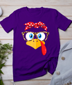 Thanksgiving Turkey Face Leopard Print Glasses Women Girls T-Shirt