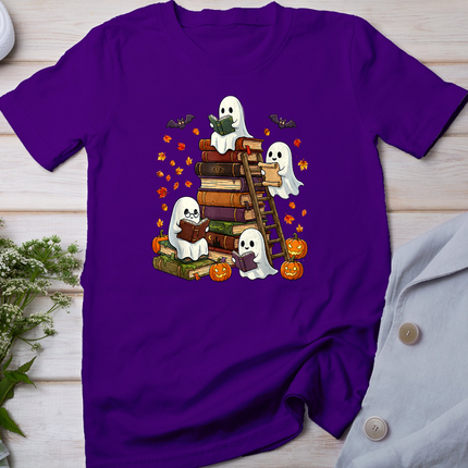 Cute Ghost Reading Book Lovers Halloween Autumn Fall T-Shirt