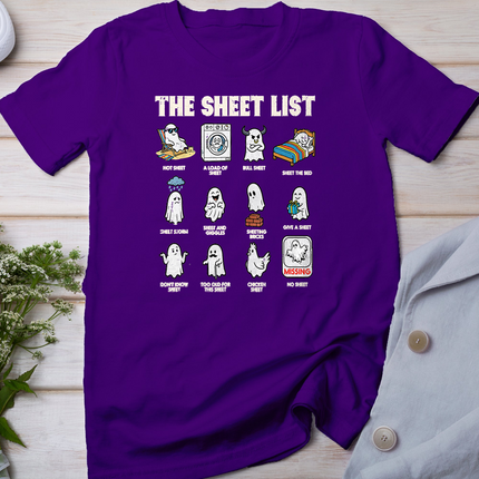 Halloween Ghosts The Sheet List Funny Costume Men Women T-Shirt