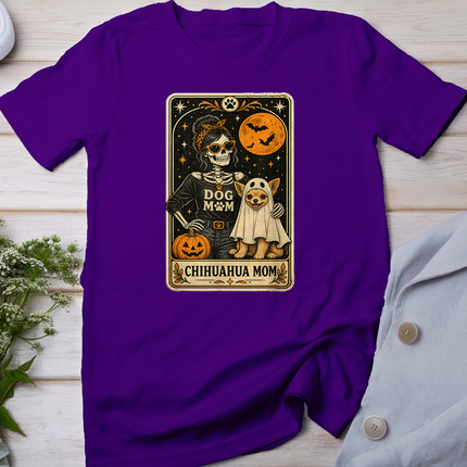 Chihuahua Mom Halloween Skeleton Dog Mom Tarot Card Women T-Shirt