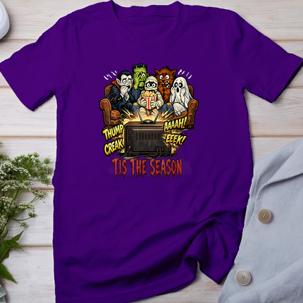 Funny Monsters Watching Scary Movie Halloween Movie T-Shirt