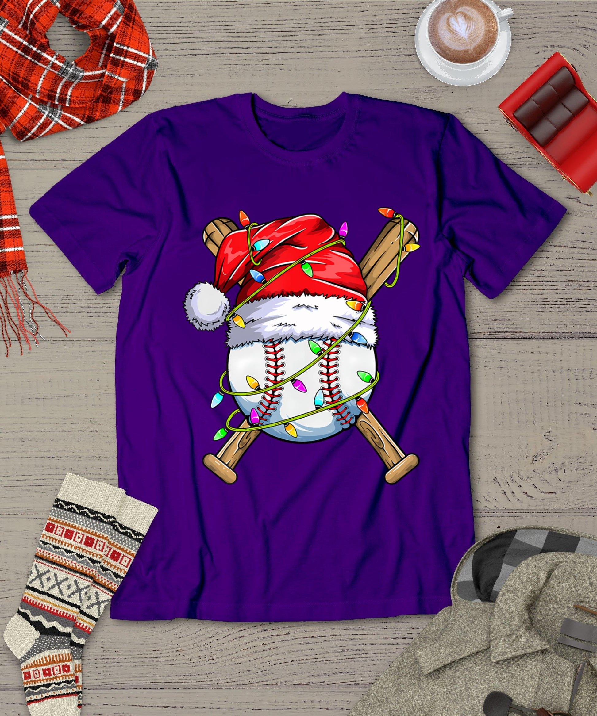 Santa Sports Design For Men Boys Christmas Baseball Player T-Shirt