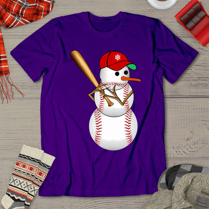 Baseball Snowman Balls Snow Christmas Xmas Gifts Men Women T-Shirt
