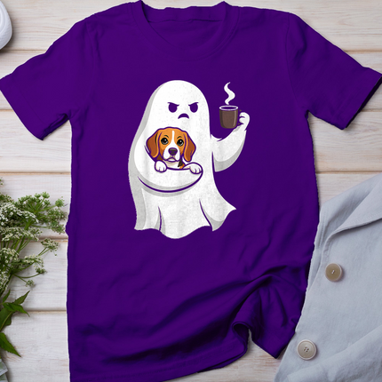 Cute Ghost Beagle Spooky Dog Funny Coffee Lover Halloween T-Shirt