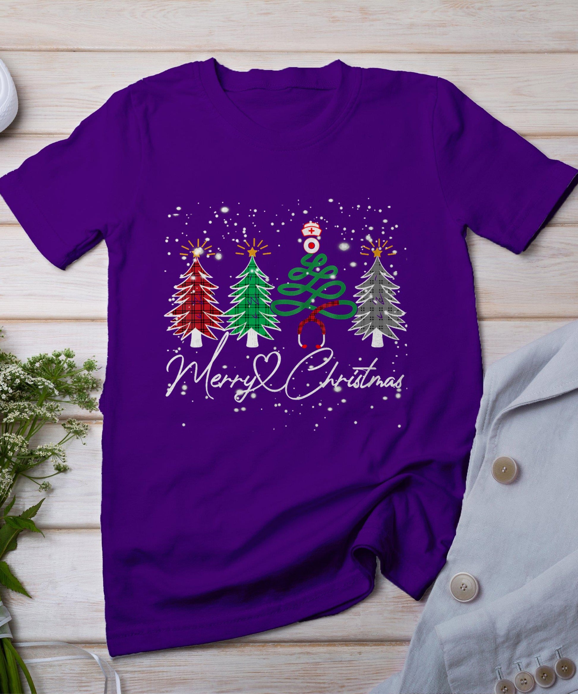 Nurse Christmas Tree Stethoscope Rn Lpn Scrub Nursing X-Mas T-Shirt