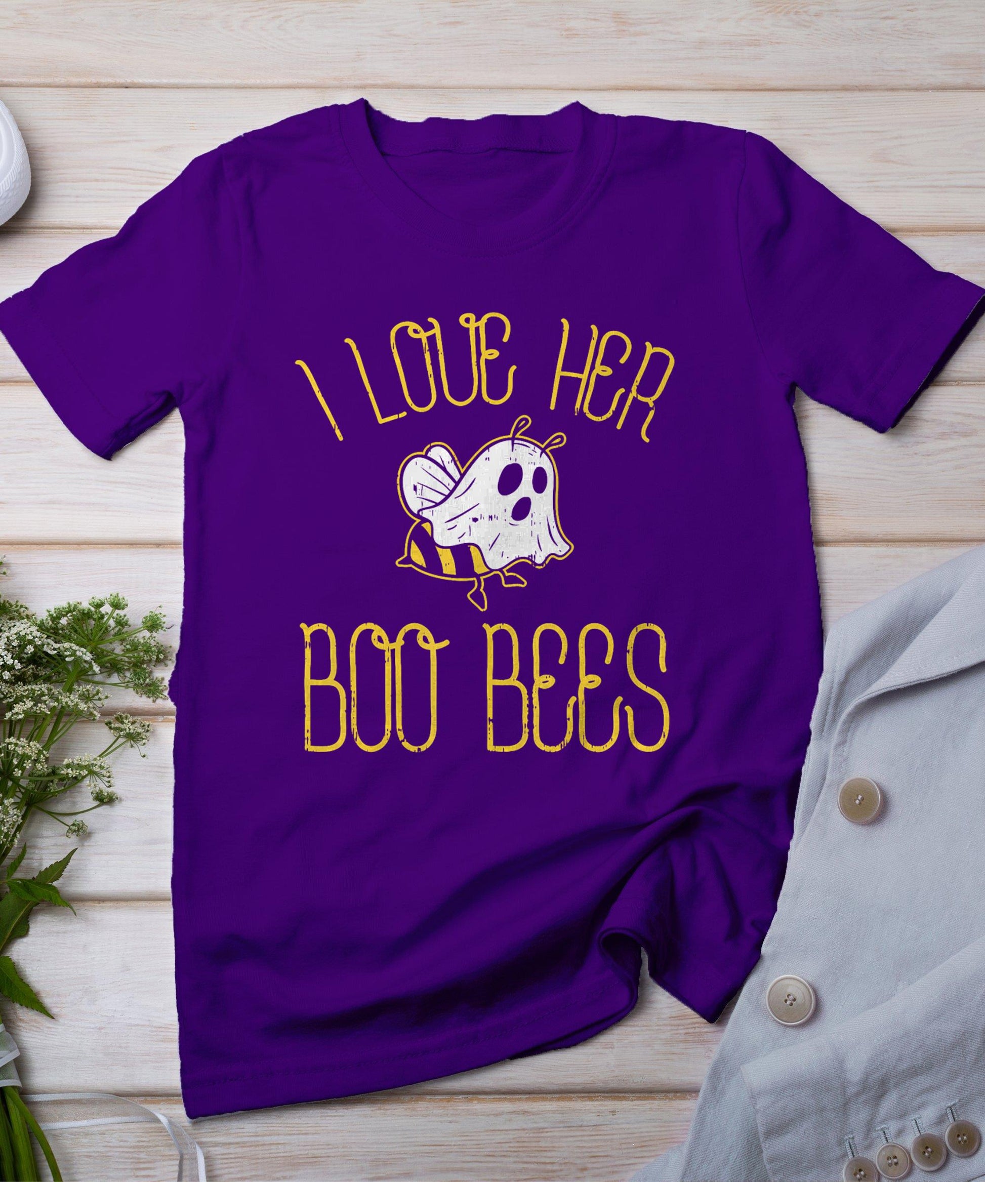 I Love Her Boo Bees Couples Halloween T-Shirt