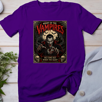 Night of the Vampires We Come Out When You Sleep Halloween T-Shirt