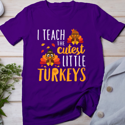 I Teach The Cutest Little Turkeys T Shirt School Thankful T-Shirt