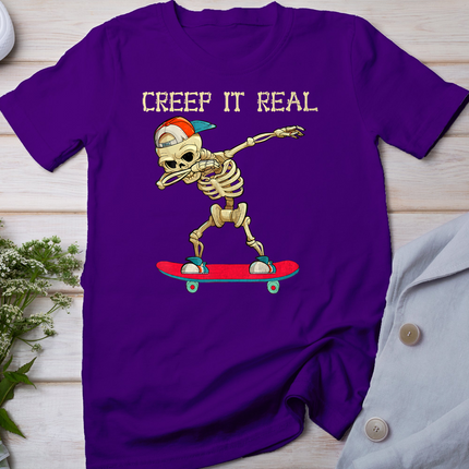 Creep It Real Dabbing Skate Skeleton Halloween Kid Boys T-Shirt