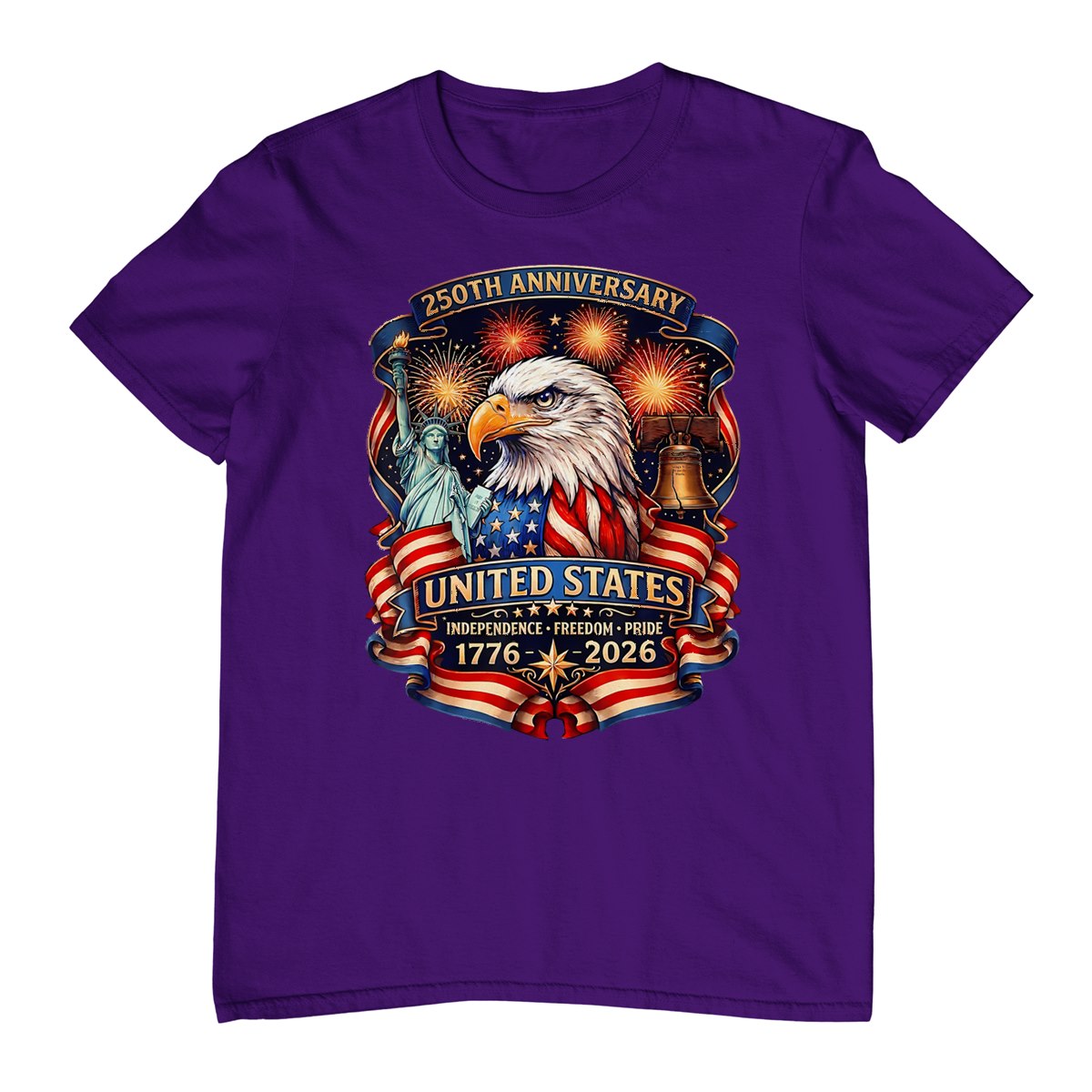 1776-2026 Eagle 250 Years Of Freedom Patriot American T-Shirt