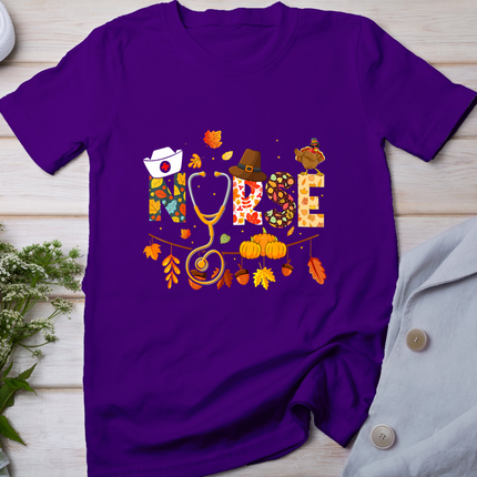 Nurse Thanksgiving Shirt Health Worker Nursing Fall Turkey T-Shirt