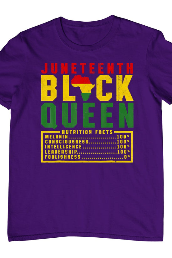 Juneteenth Women's Black Queen Nutrition Melanin Black Pride T-Shirt