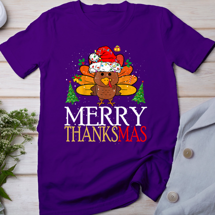 Merry Thanksmas Happy Thanksgiving Santa Turkey T-Shirt