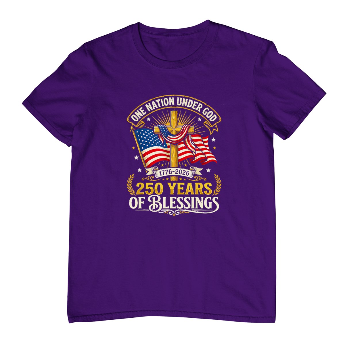 Freedom 250th Anniversary USA Flag Christian God Patriotic T-Shirt