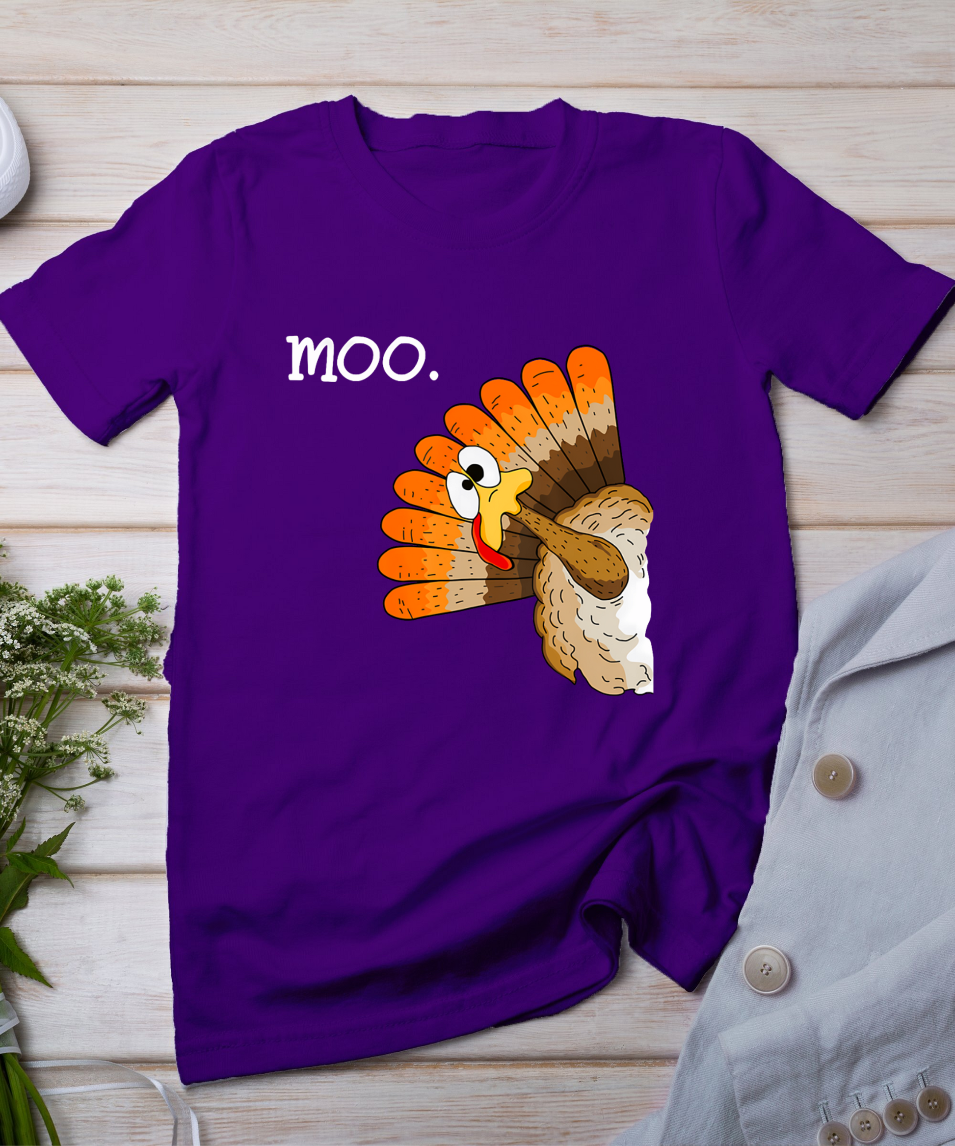 Turkey Moo Funny Thanksgiving T-Shirt