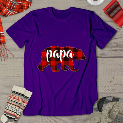 Red Plaid Papa Buffalo Matching Family Dad Pajama Christmas T-Shirt