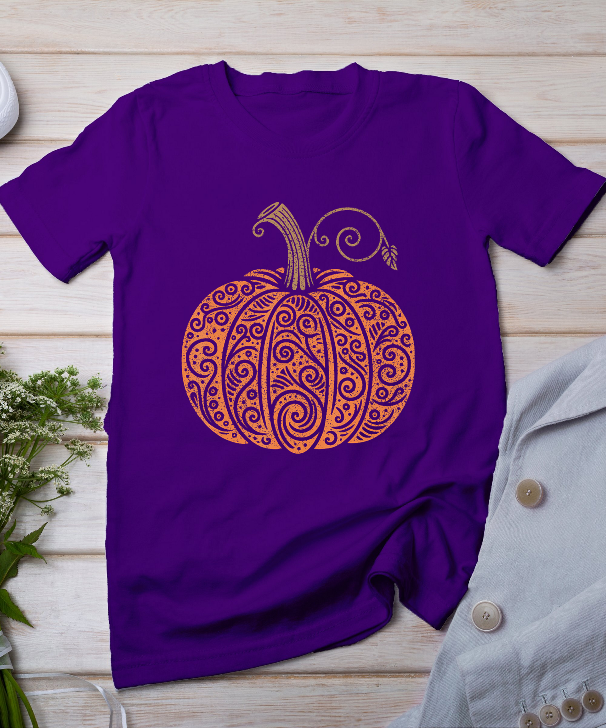 Vintage Pumpkin Women'S Autumn Fall Thanksgiving Halloween T-Shirt