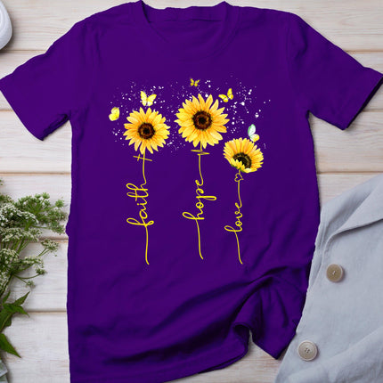 Christian Shirts For Women Sunflower Faith Hope Love T-Shirt