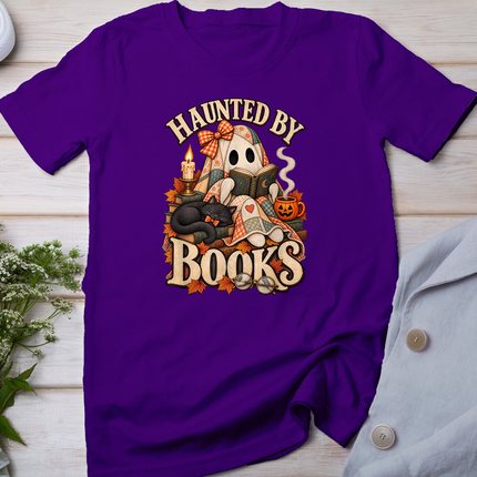 Haunted By Books Vintage Ghost Reading Halloween Book Lover T-Shirt