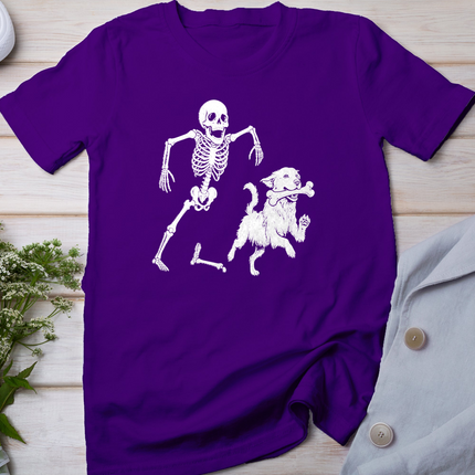 Cute Golden Retriever with Skeleton Bone Halloween Dog Lover T-Shirt