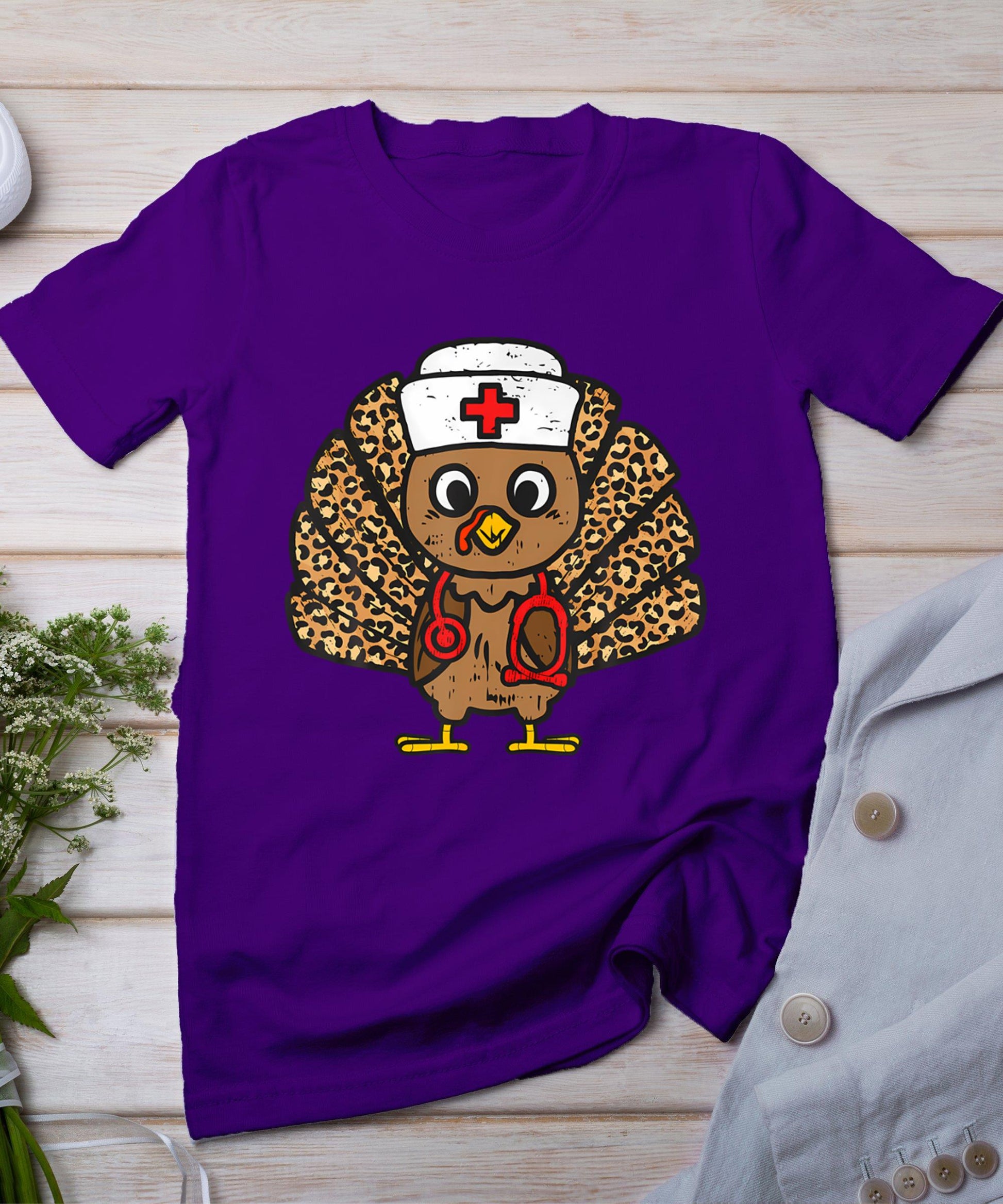 Turkey Nurse Stethoscope Thanksgiving Nurse Turkey Autumn T-Shirt