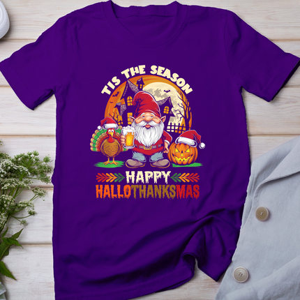 Happy Hallothanksmas Halloween Thanksgiving Merry Christmas Long Sleeve T-Shirt