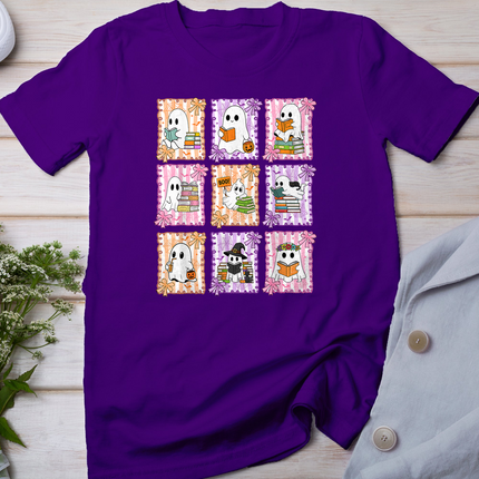 Cute Ghost Reading Book Halloween Spooky Book Lover T-Shirt