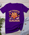 One Thankful Teacher Thanksgiving Retro Groovy Fall Teachers T-Shirt