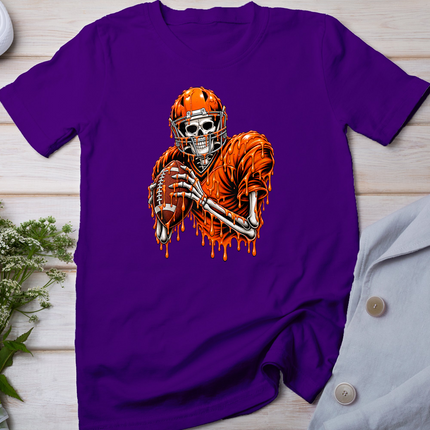 Skeleton Football Player Spooky Halloween Dripping Sports T-Shirt