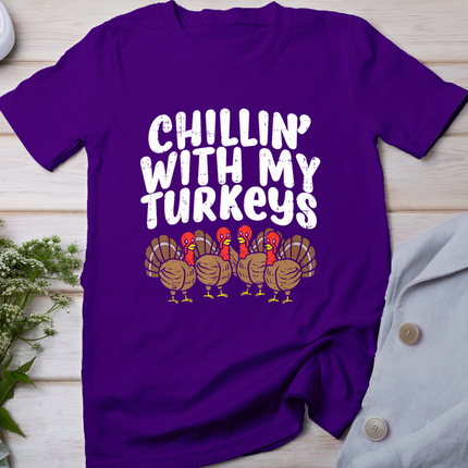 Chillin With My Turkeys Thanksgiving Family Boys Kids Gift T-Shirt