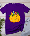 Unicorn Pumpkin Halloween Girl Cute Thanksgiving Girls T-Shirt