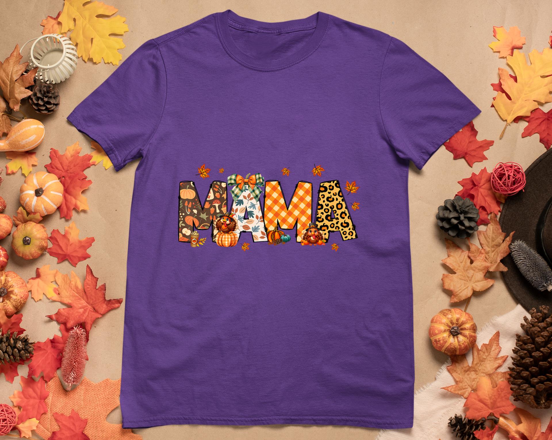 Mama Thanksgiving Mom Fall Pumpkins Season Retro T-Shirt