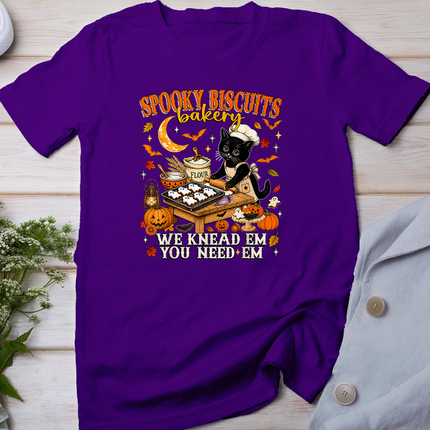 Funny Spooky Biscuits Bakery Black Cat Halloween Pumpkin Kid T-Shirt