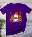 Cute Ghost Book Reading Halloween Books Lover Teacher Kids T-Shirt