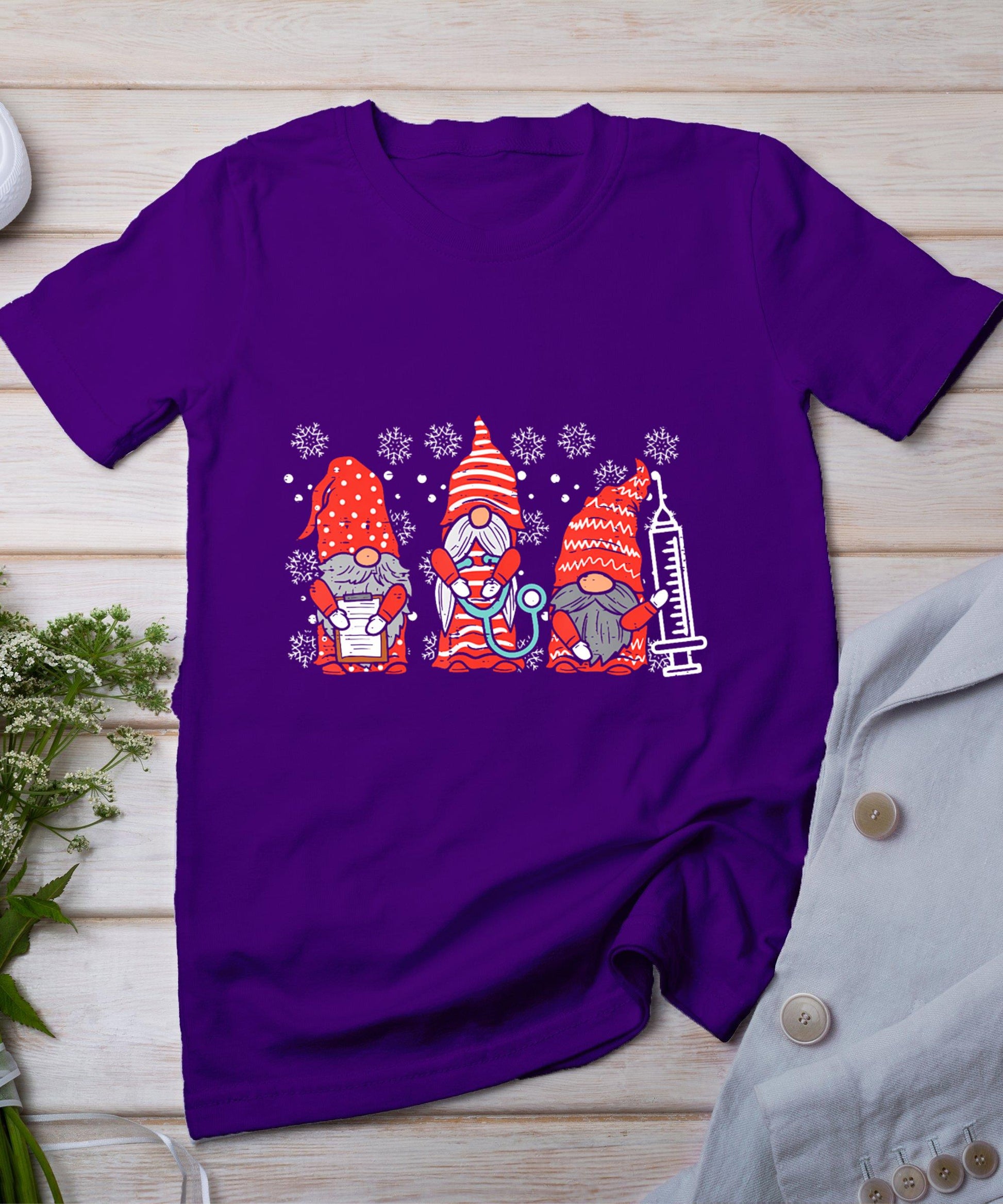 Nurse Christmas Gnomes Cute Xmas Scrub Top For Nurses Women T-Shirt