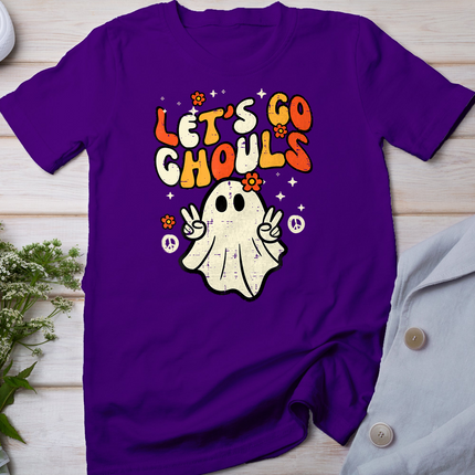 Halloween Lets Go Ghouls Ghost Retro Costume Women Girl Kids T-Shirt